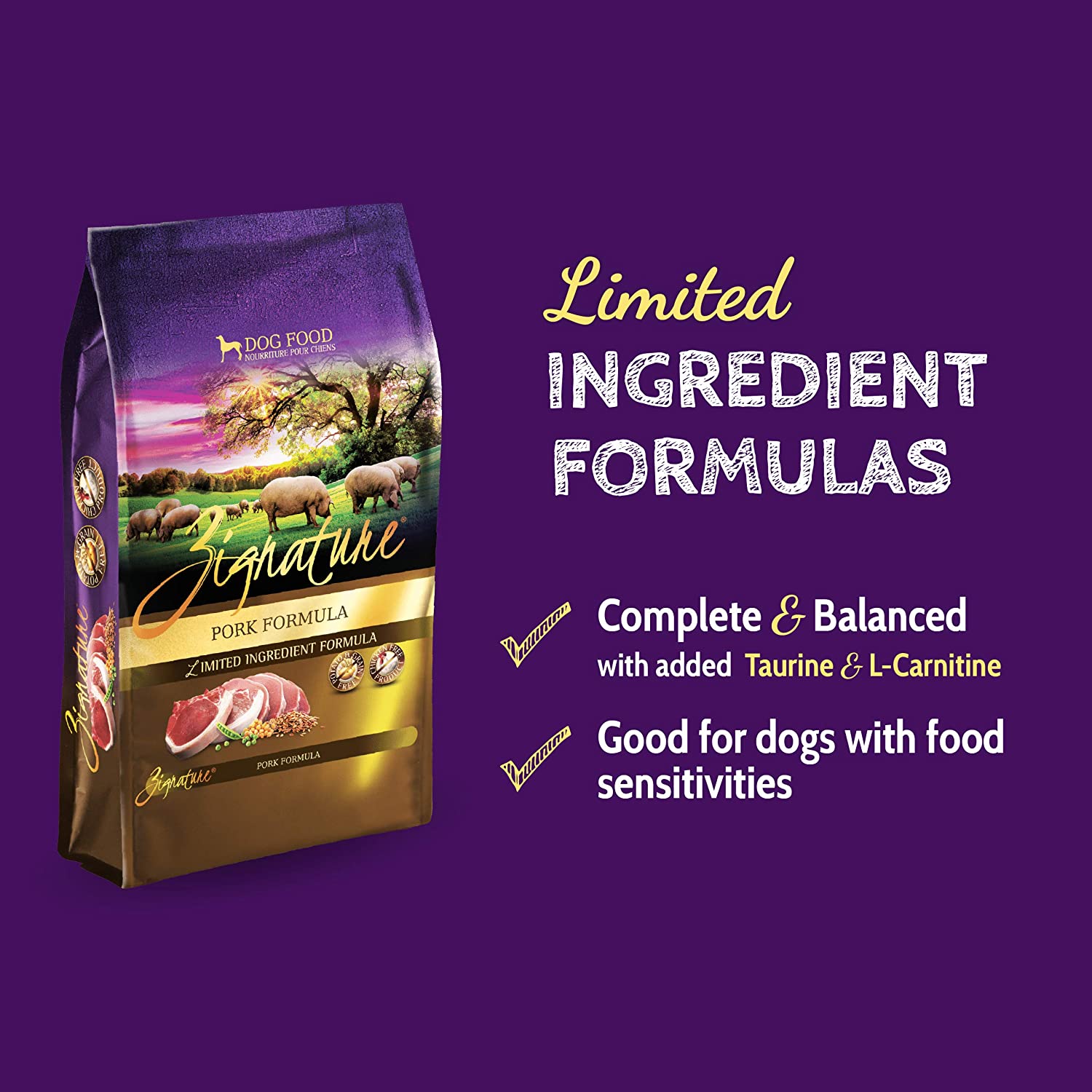 Zignature Pork Limited Ingredient Formula With Probiotic Dry Dog Food 12.5 Pound (Pack of 1)