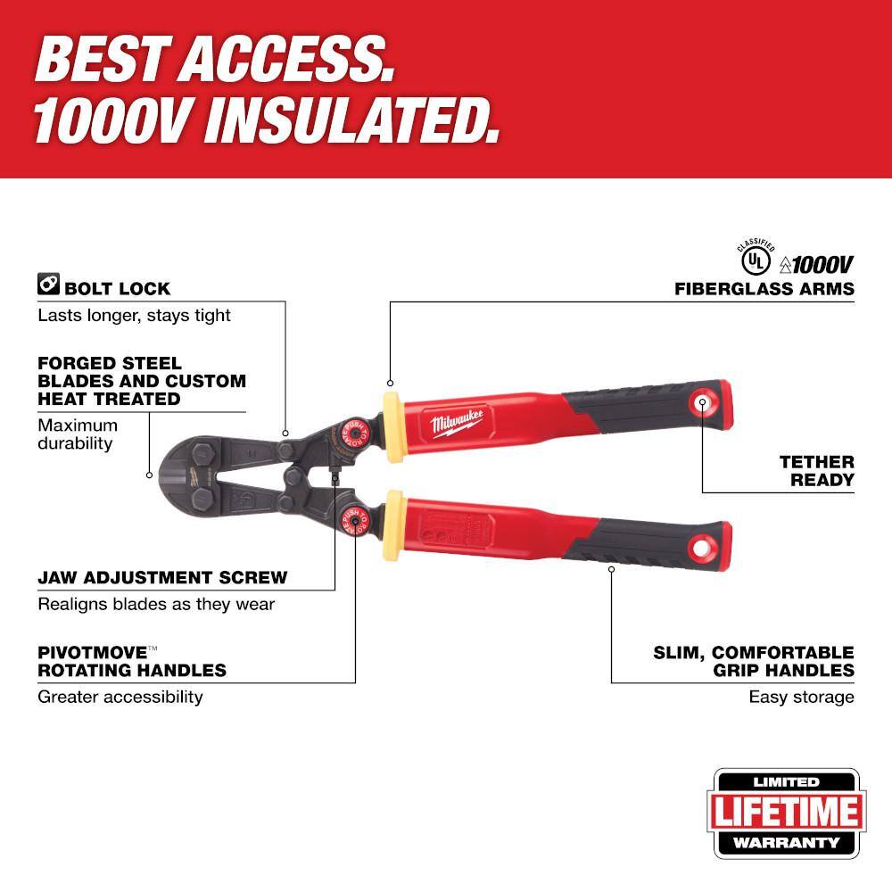 Milwaukee 48-22-4218 18 in. Fiberglass Handle with PIVOTMOVE Rotating Handles Bolt Cutter and 3/8 in. Maximum Cut Capacity