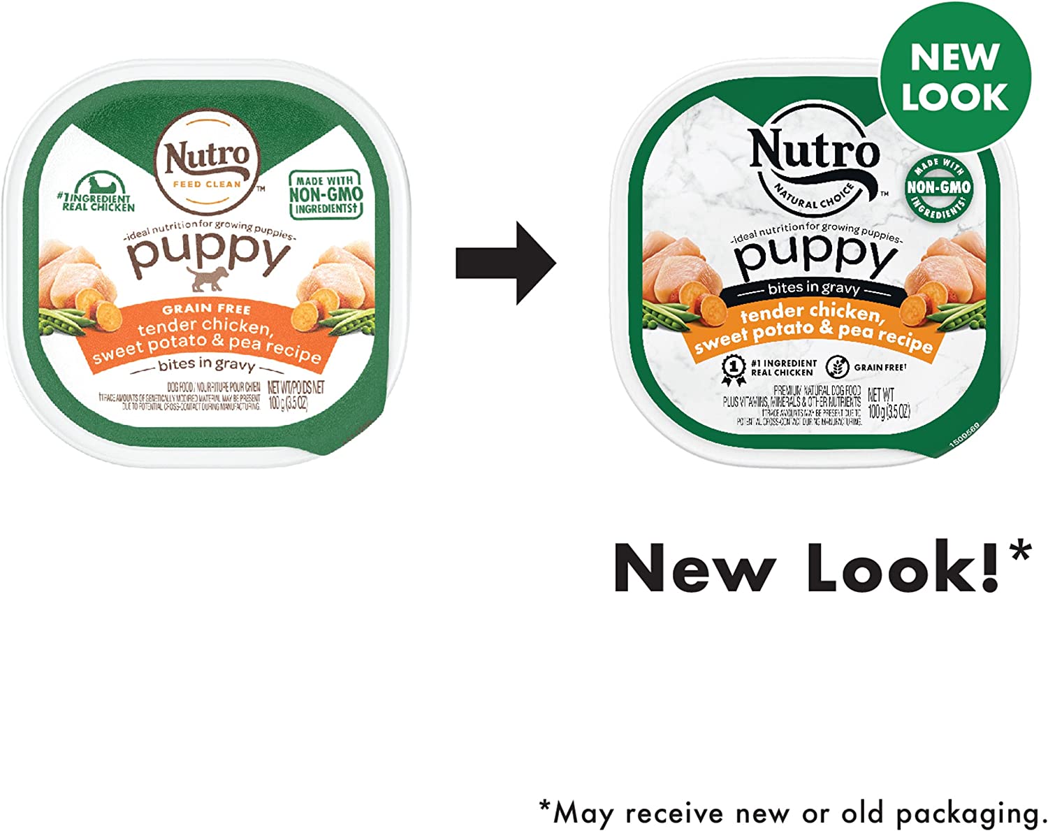 NUTRO PUPPY Grain Free Wet Dog Food Bites in Gravy Tender Chicken Sweet Potato & Pea Recipe