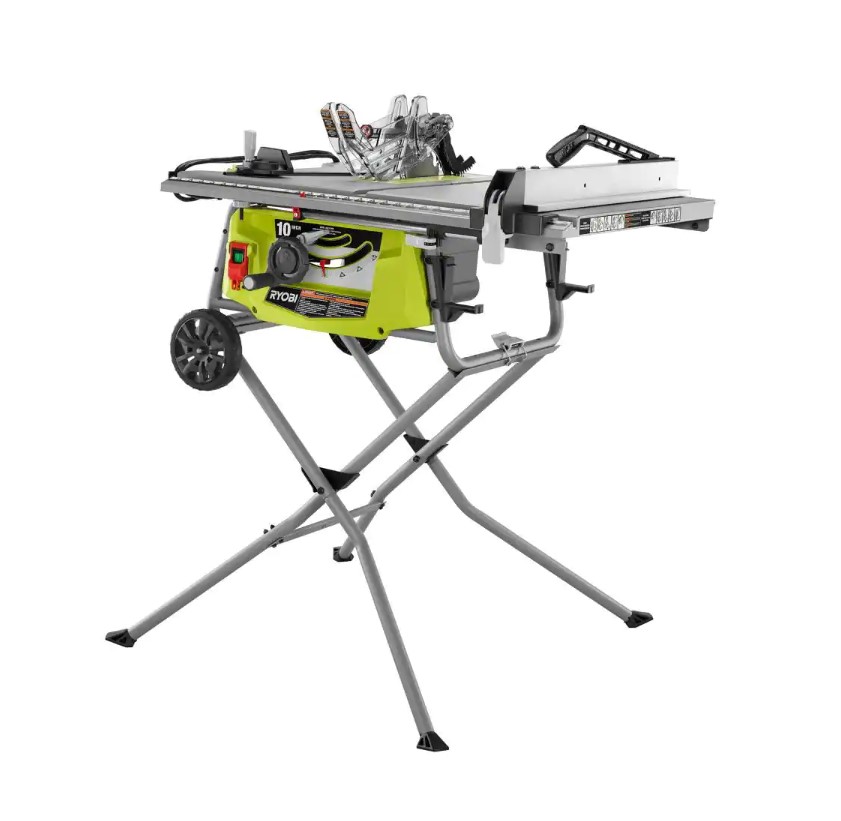 RYOBI Table Saw RTS23 15 Amp 10 in. Expanded Capacit With Rolling Stand