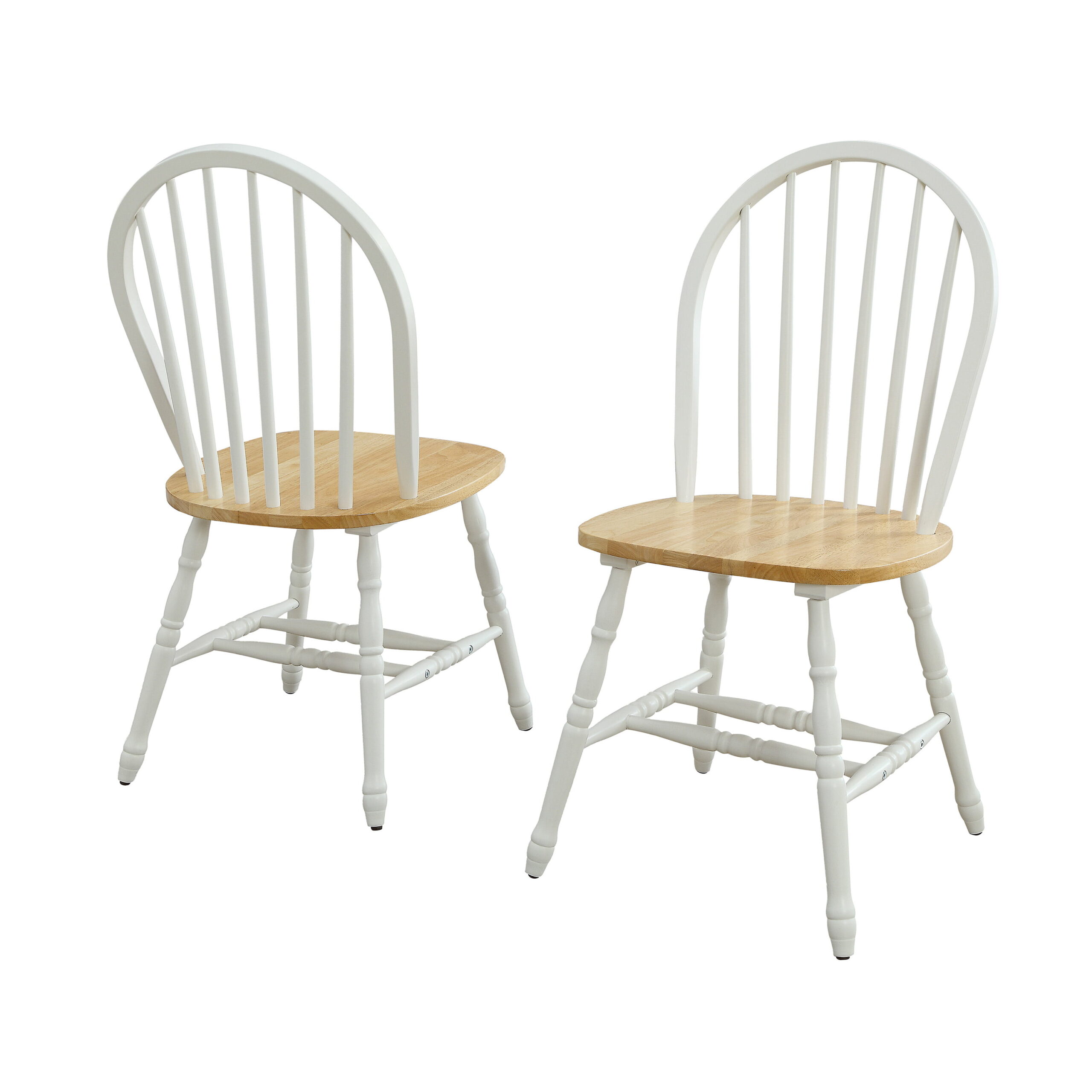 Better Homes and Gardens Autumn Lane Windsor Solid Wood Dining Chairs. White and Oak (Set of 2)