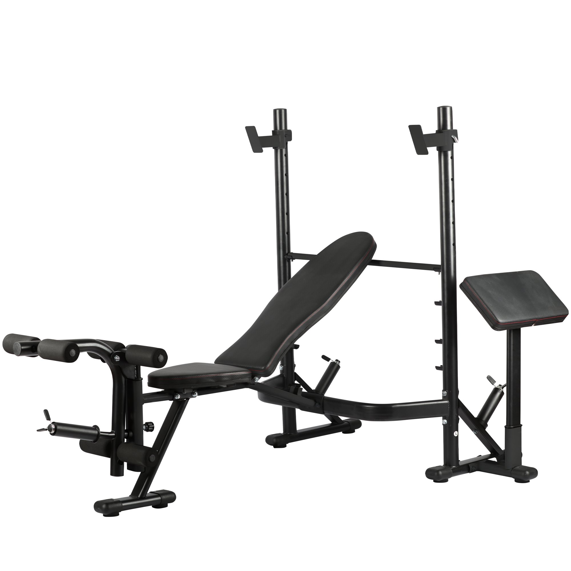 PRCTZ Adjustable Weight Bench with Olympic Squat Rack. Arm and Leg Developer with Preacher Pad. 620 Lb. Weight Limit for bench. 1000 Lb. Weight Limit for Olympic Squat Rack