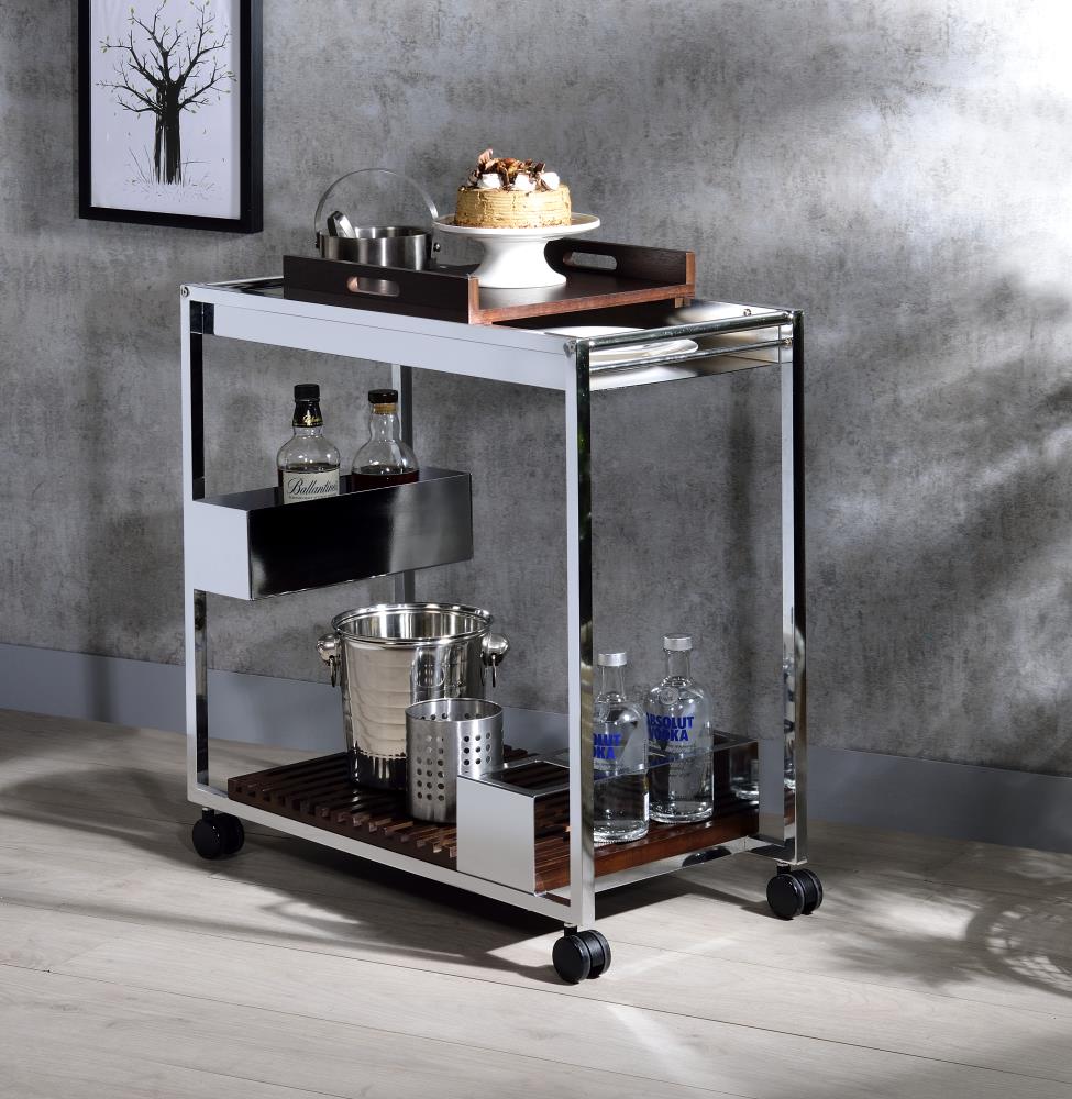 ACME FURNITURE Metal Base with Wood Top Rolling Kitchen Cart (16-in x 30-in x 31-in)