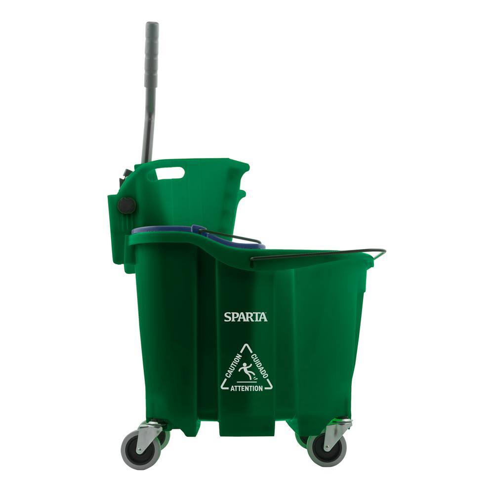 Unbranded 9690409 Sparta 8.75 gal. Green Polypropylene Mop Bucket Combo with Wringer and Soiled Water Insert