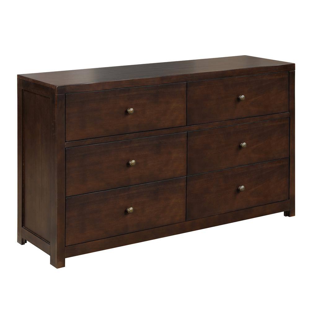 ATHMILE  6-Drawers Brown Chest of Drawers 55 in. W x 34 in H.16 in. D