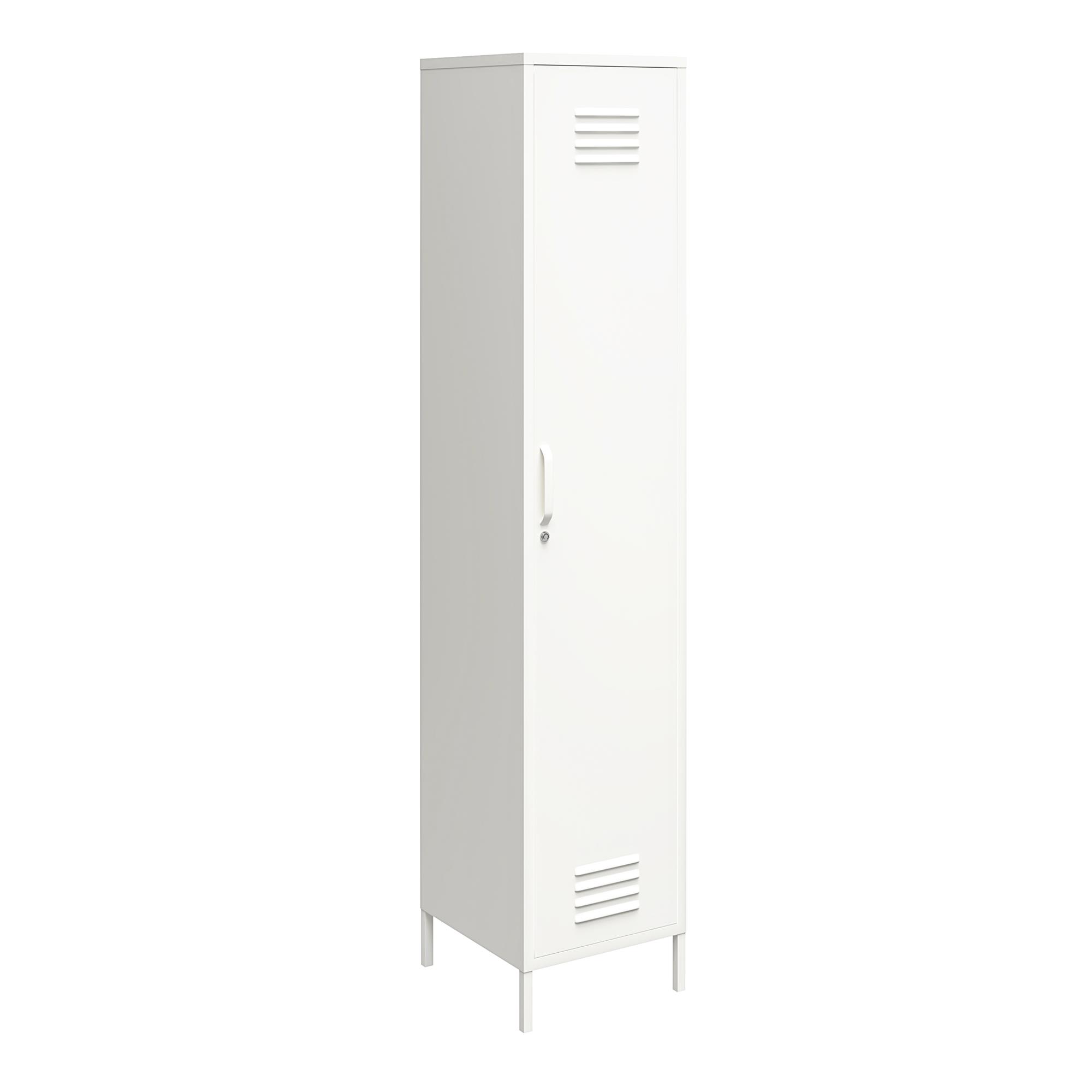 Shadwick 1 Door Tall Single Metal Locker Style Storage Cabinet. White