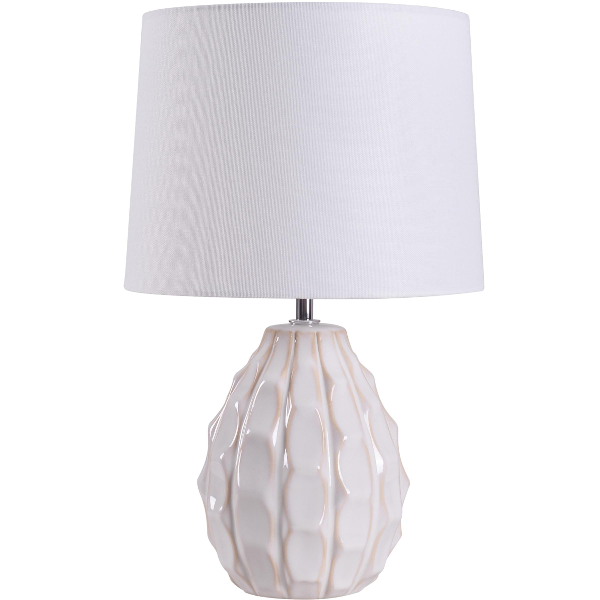Mainstays Cream Sculptured Base Ceramic Table Lamp. 16.75″H