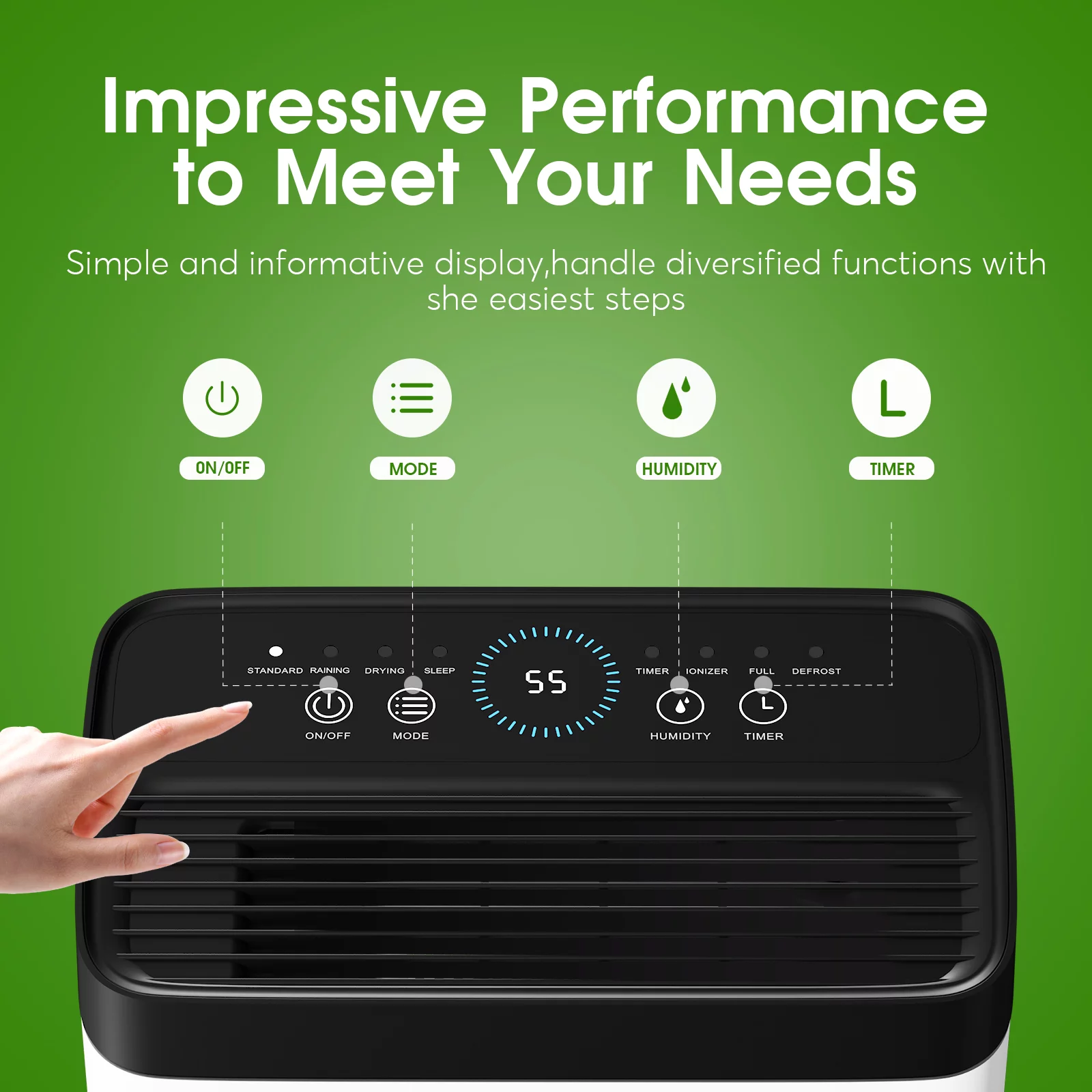 HUMSURE 30 Pints Protable Dehumidifier for Basement and Home with Drain Hose. Spaces up to 1500 Sq Ft