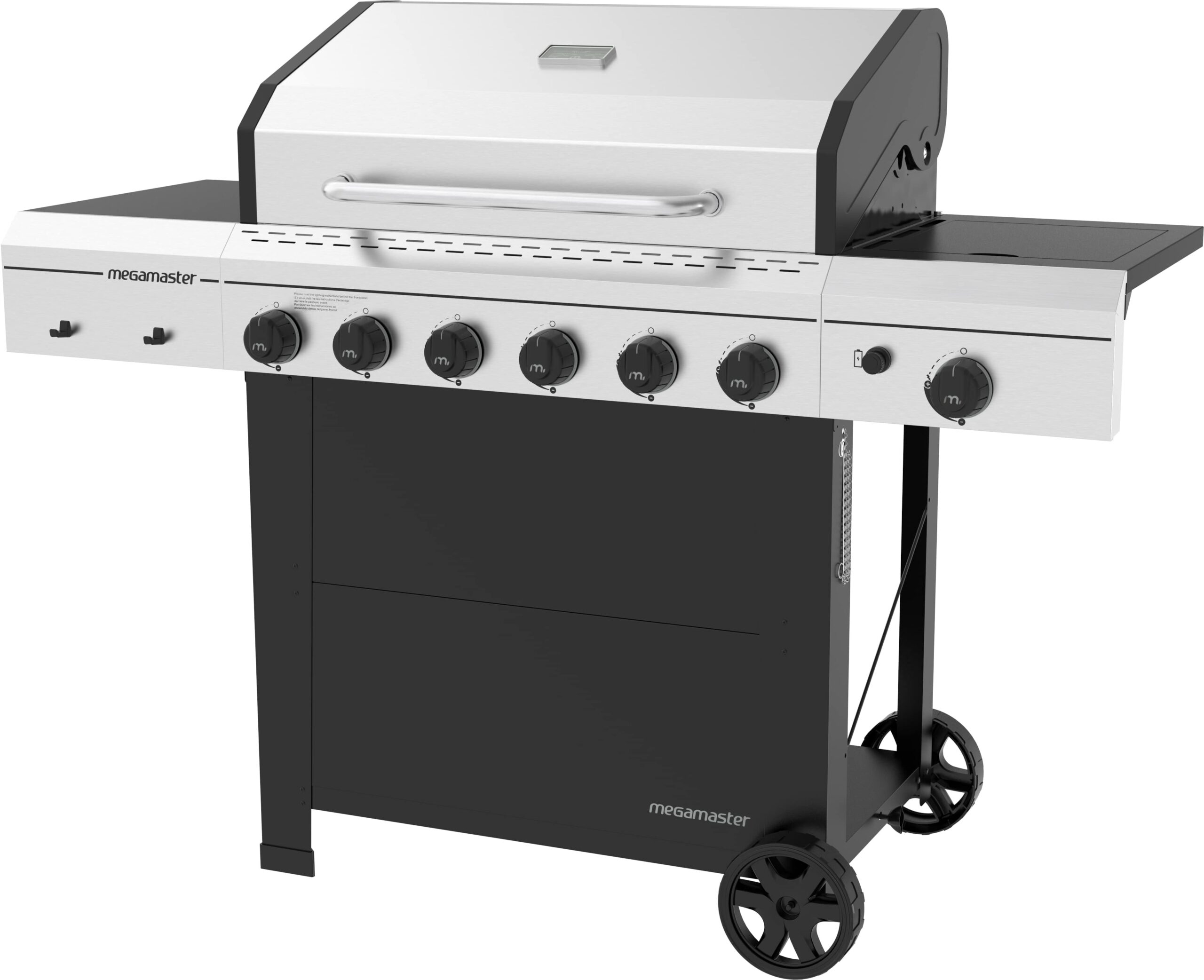 Megamaster 6 - Burner Free Standing Liquid Propane 63000 BTU Gas Grill with Side Burner and Cabinet