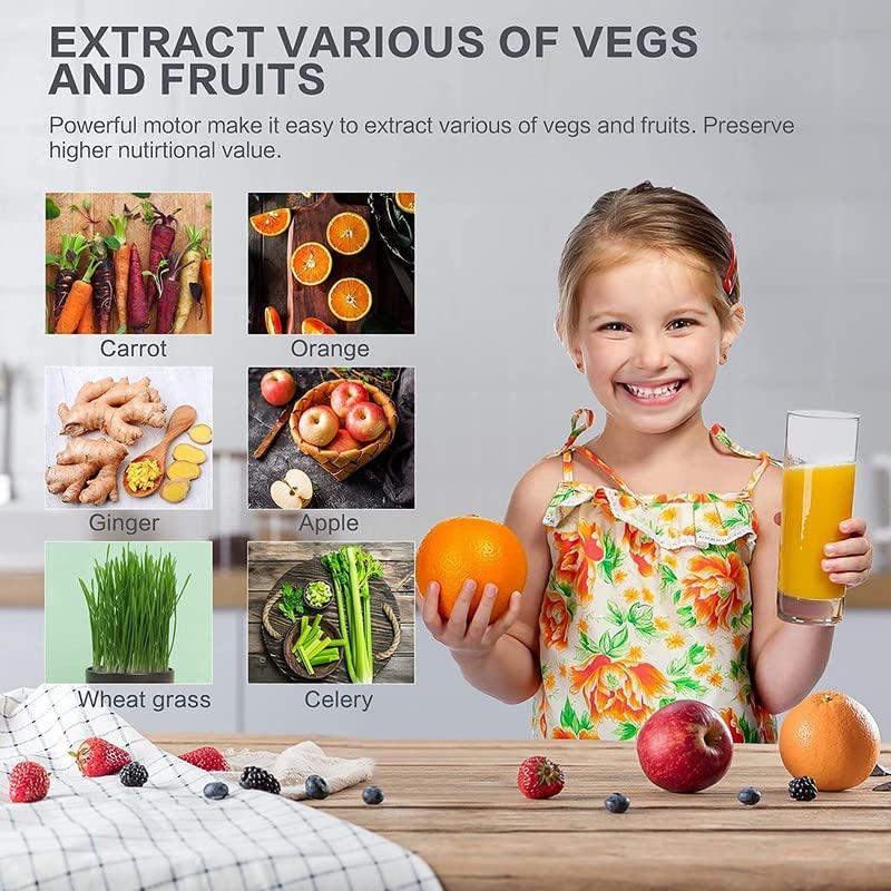 Aobosi Slow Masticating Juicer Machine. Cold Press juicer Extractor. Quiet Motor. Reverse Function. High Nutrient Fruit and Vegetable Juice with Juice Jug & Brush for Cleaning