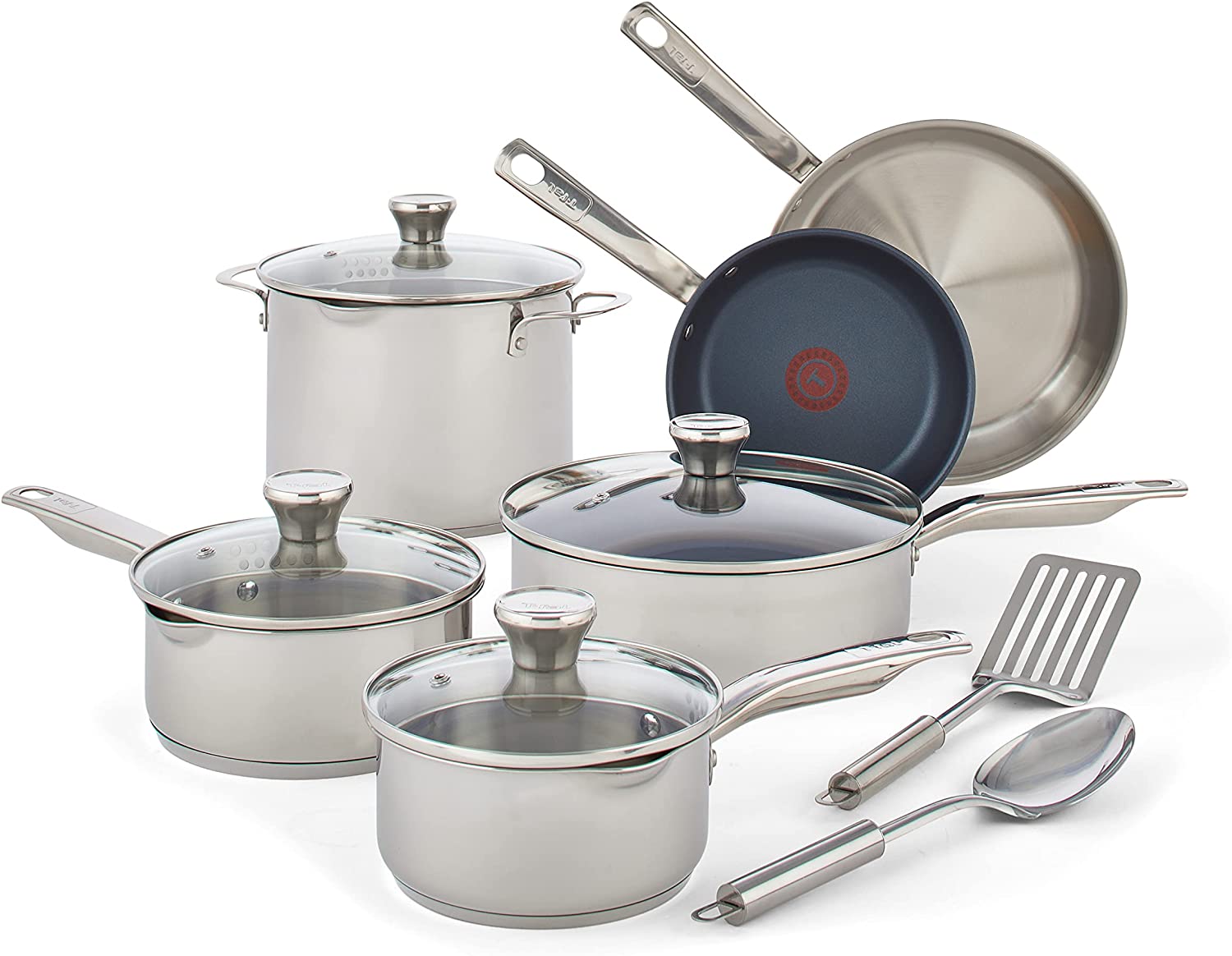 T-fal Unlimited Collection. Stainless Steel Platinum Non-stick. 12-Piece Cookware Set