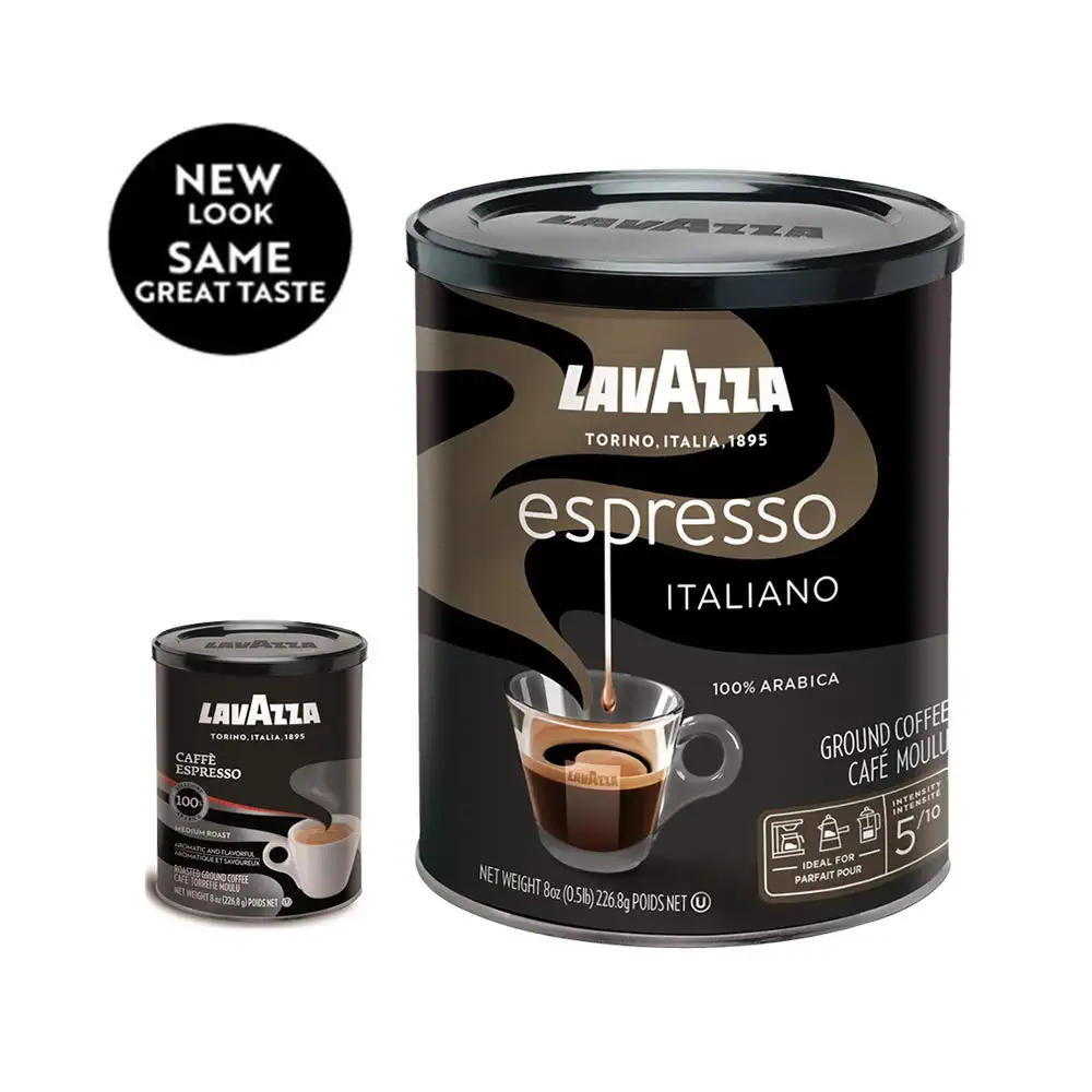 Lavazza Espresso Italiano Ground Coffee Blend Medium Roast. 8-Ounce Cans (Pack of 6)