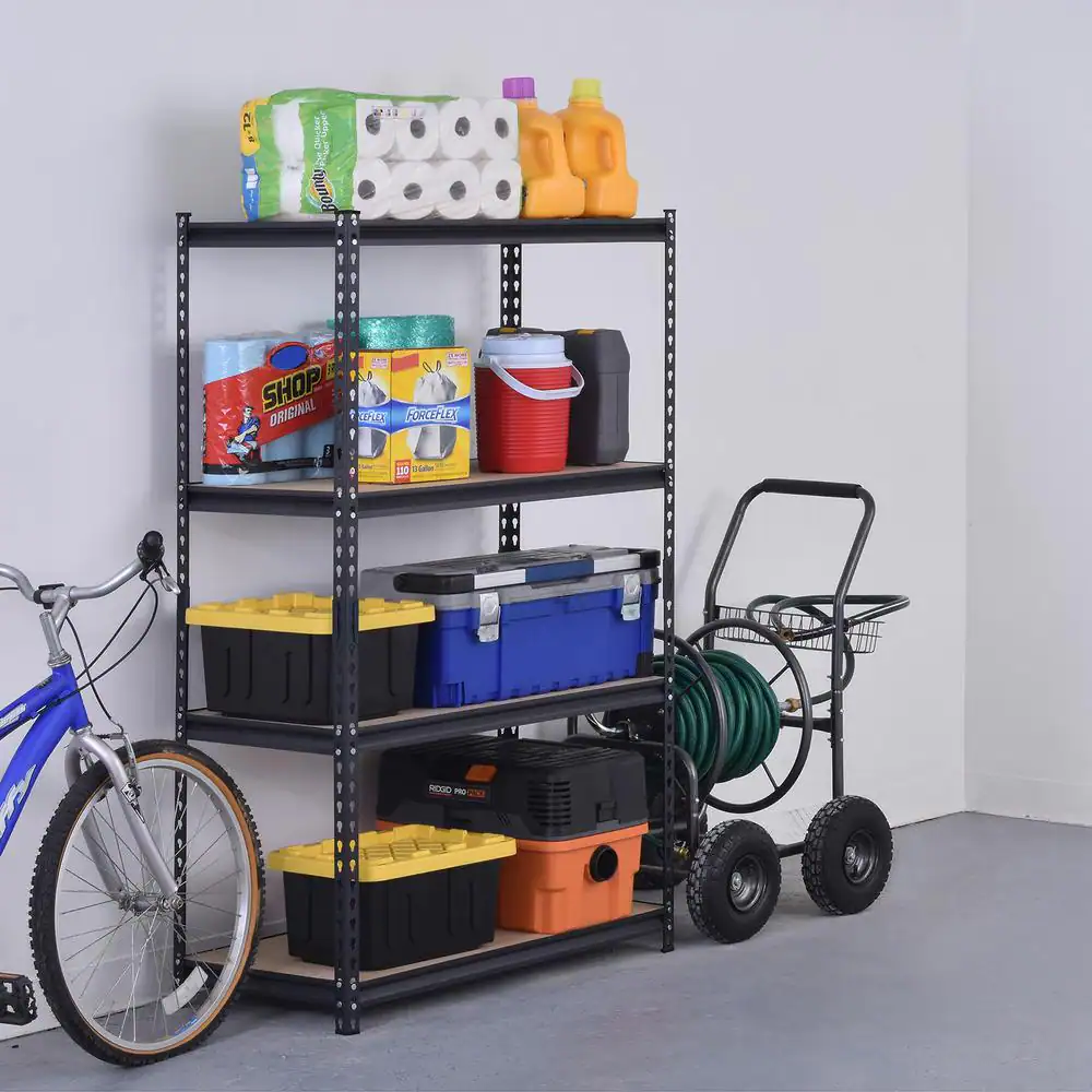Muscle Rack 5-Tier Heavy Duty Steel Garage Storage Shelving Unit in Black (48 in. W x 72 in. H x 24 in. D)