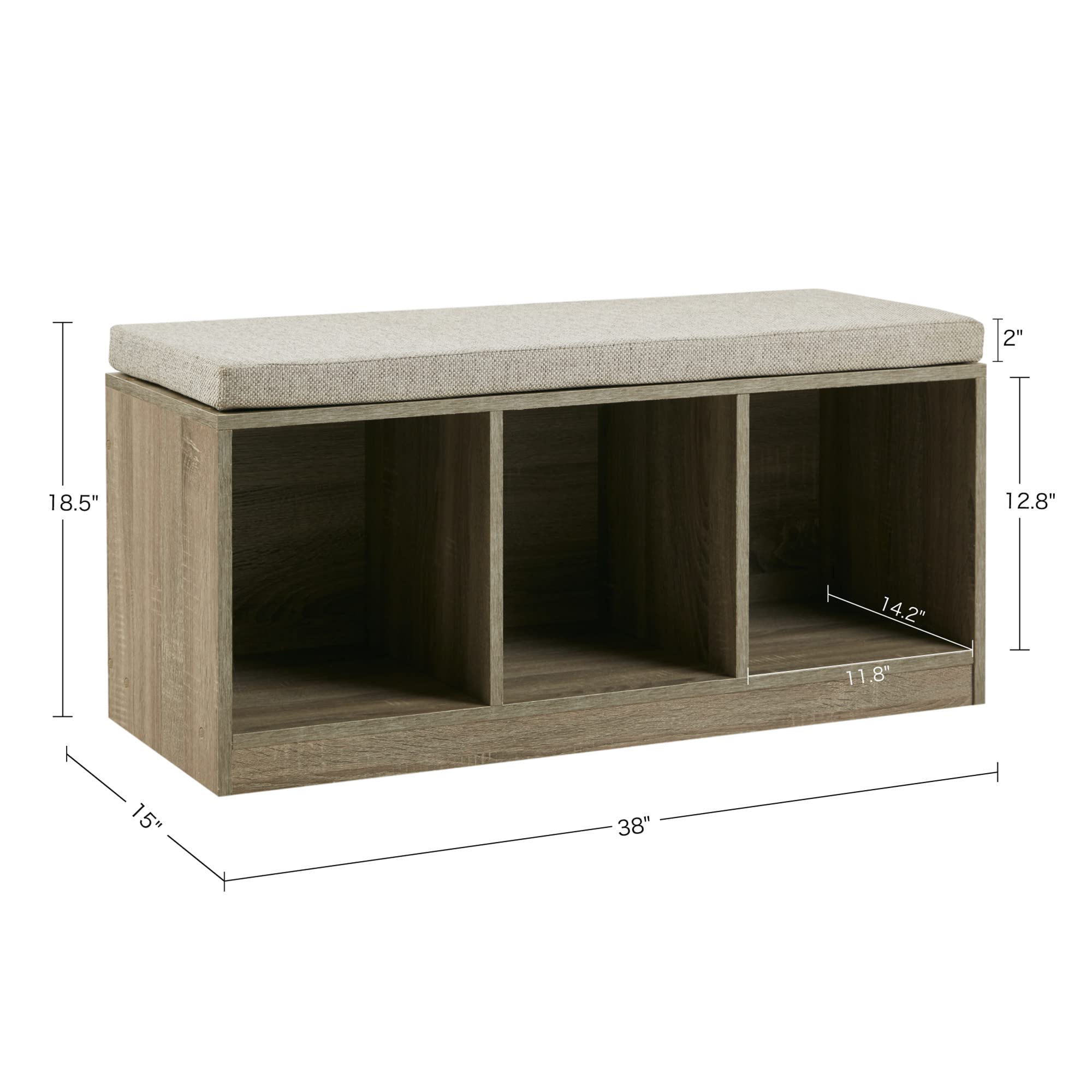 510 Design Dining  Entryway Bench Cube Storage Bench with Upholstered Seat Cushion Bedroom Brown