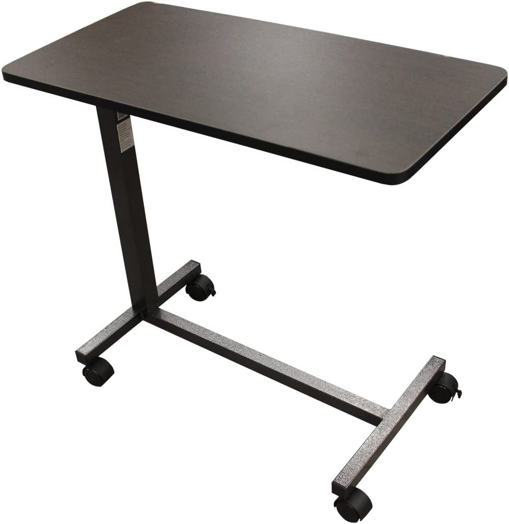 Drive Medical 13067 Non Tilt Top Overbed Table. Silver Vein