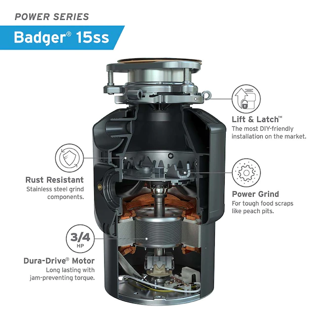 InSinkErator  Badger 15ss Non-corded 3/4-HP Continuous Feed Garbage Disposal