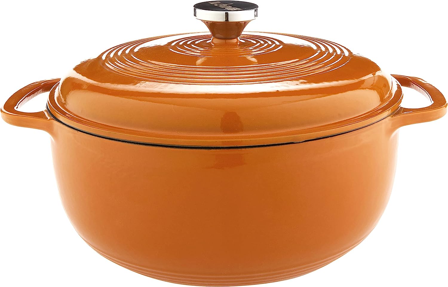 Lodge 6 Quart Enameled Cast Iron Dutch Oven with Lid – Dual Handles – Oven Safe up to 500° F or on Stovetop - Use to Marinate. Cook. Bake. Refrigerate and Serve – Apricot