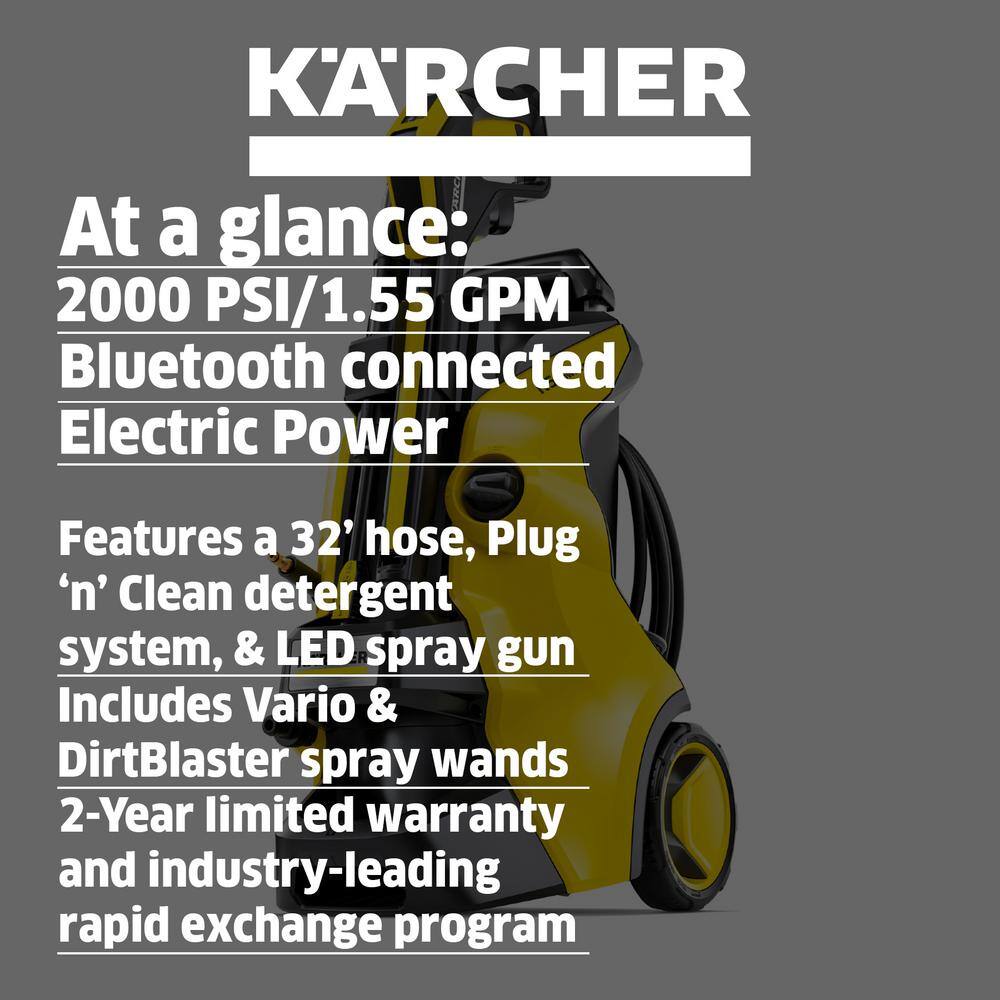 Karcher 1.324-568.0 2000 PSI 1.55 GPM K 5 Power Control Cold Water Electric Induction Pressure Washer Plus Vario and DirtBlaster Spray Wands