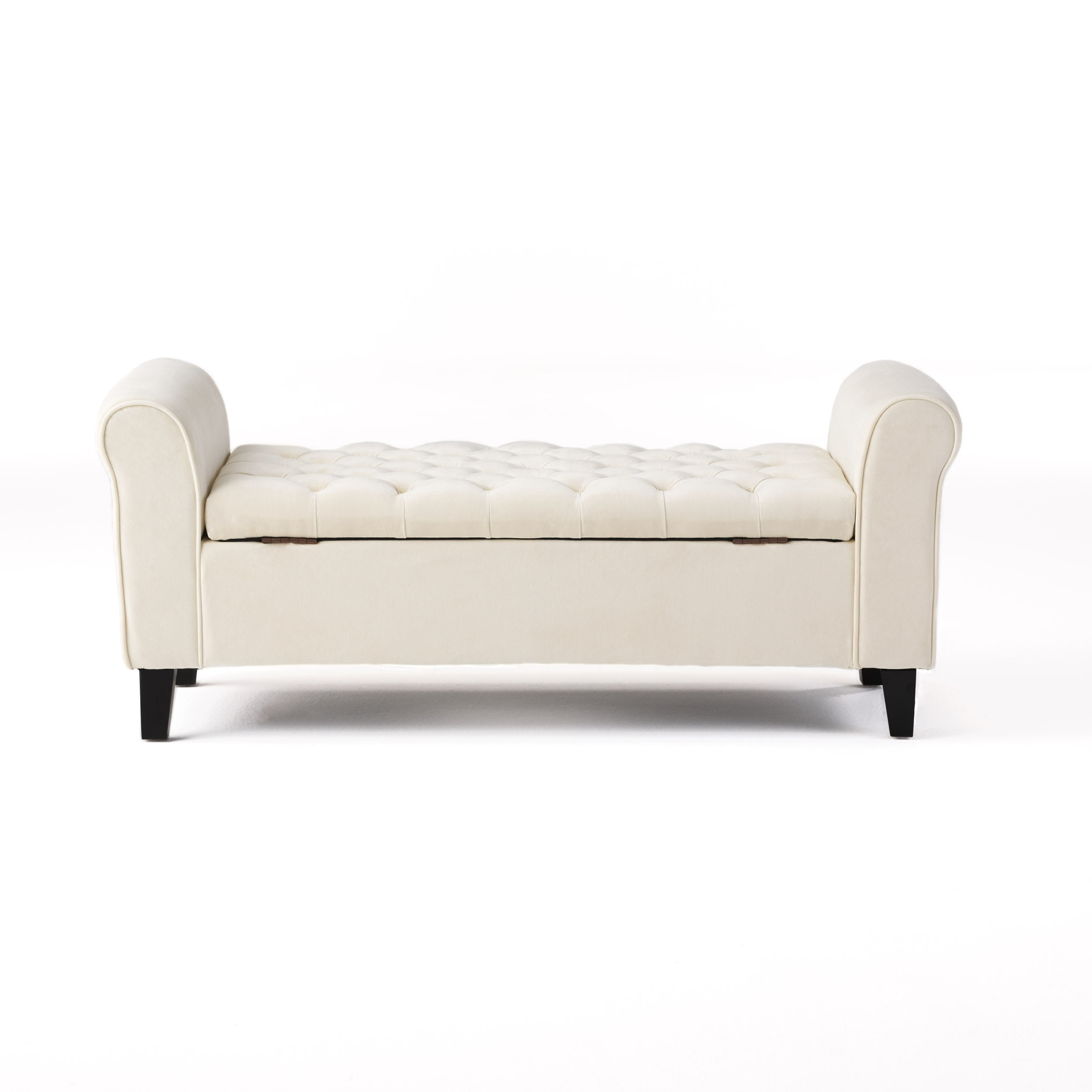 Berggren Ivory Velvet Armed Storage Bench