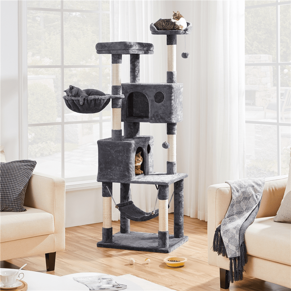 SmileMart 73″H Multi-level Cat Tree Tower with Condos and Perches. Dark Gray