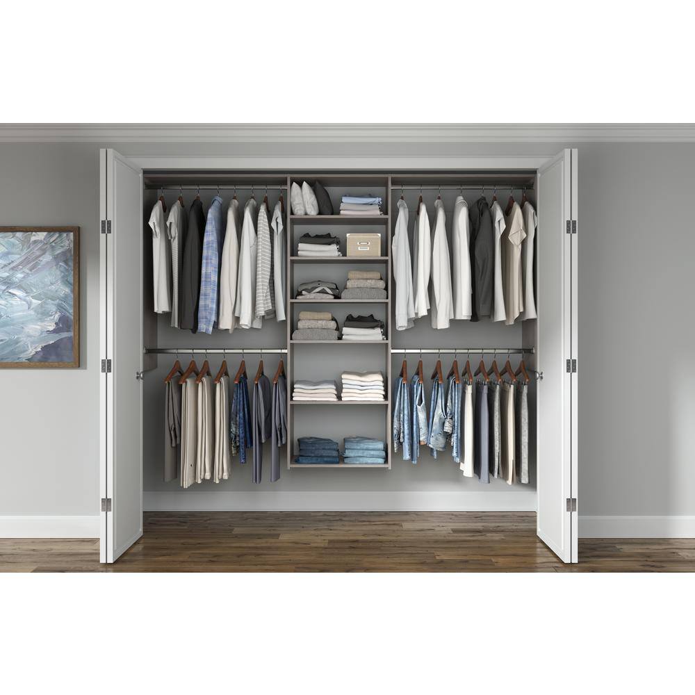 Closet Evolution GR53 Essential Deluxe 60 in. W - 96 in. W Rustic Grey Wood Closet System