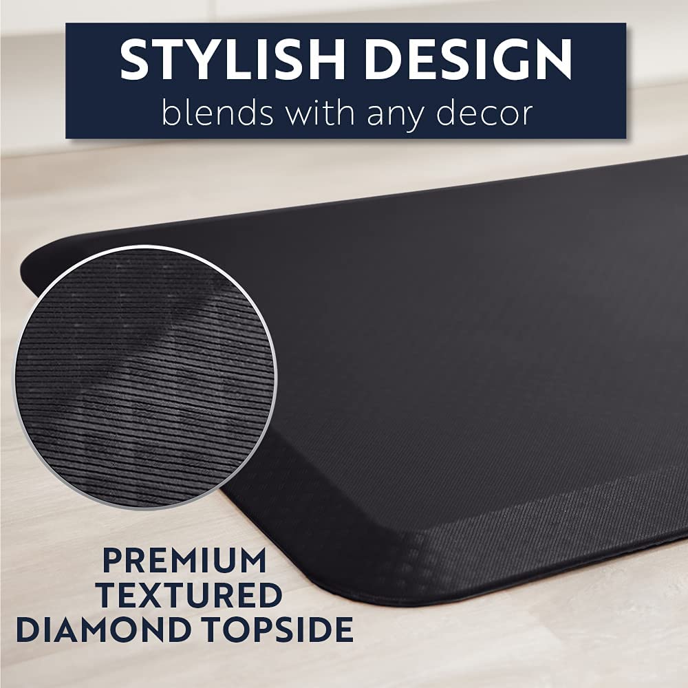 KANGAROO 3/4″ Thick Superior Comfort. Relieves Pressure. All Day Ergonomic Stain Resistant Floor Rug Anti Fatigue Cushion Mat. Durable Standing Desk. Foam Pad Mats Kitchen. Office. 32×20. Black