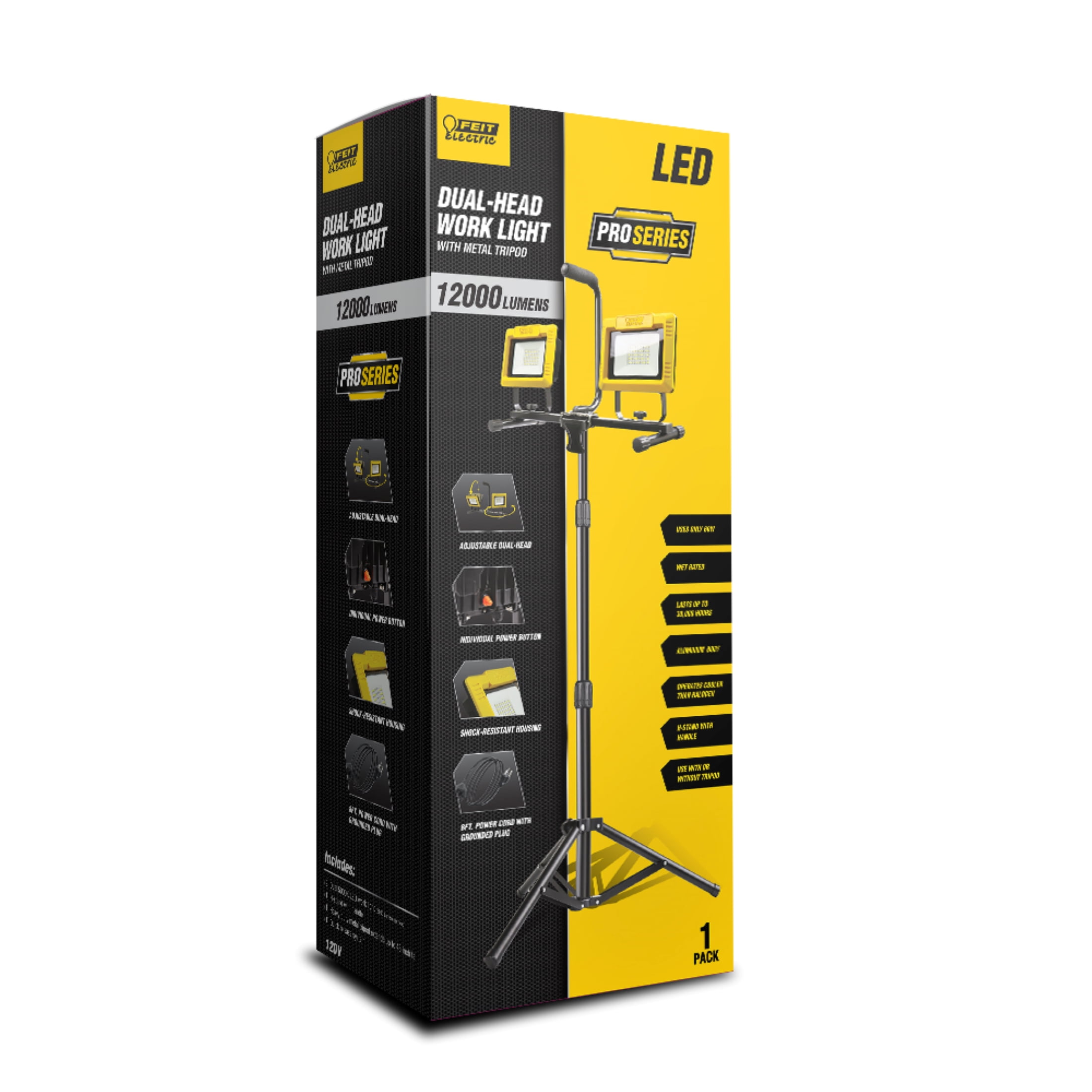 Feit Electric Pro Series LED 120 Watt Tripod Mounted Portable Work Light. 12.000 lumens