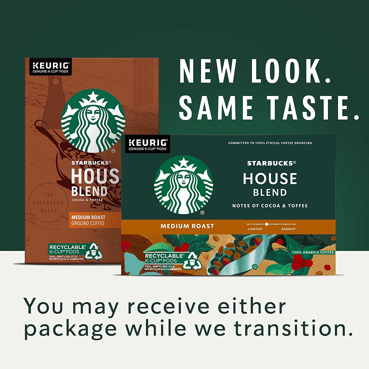 Starbucks K-Cup Coffee Pods. Medium Roast Coffee. House Blend for Keurig Brewers. 100% Arabica. 6 boxes (60 pods total)