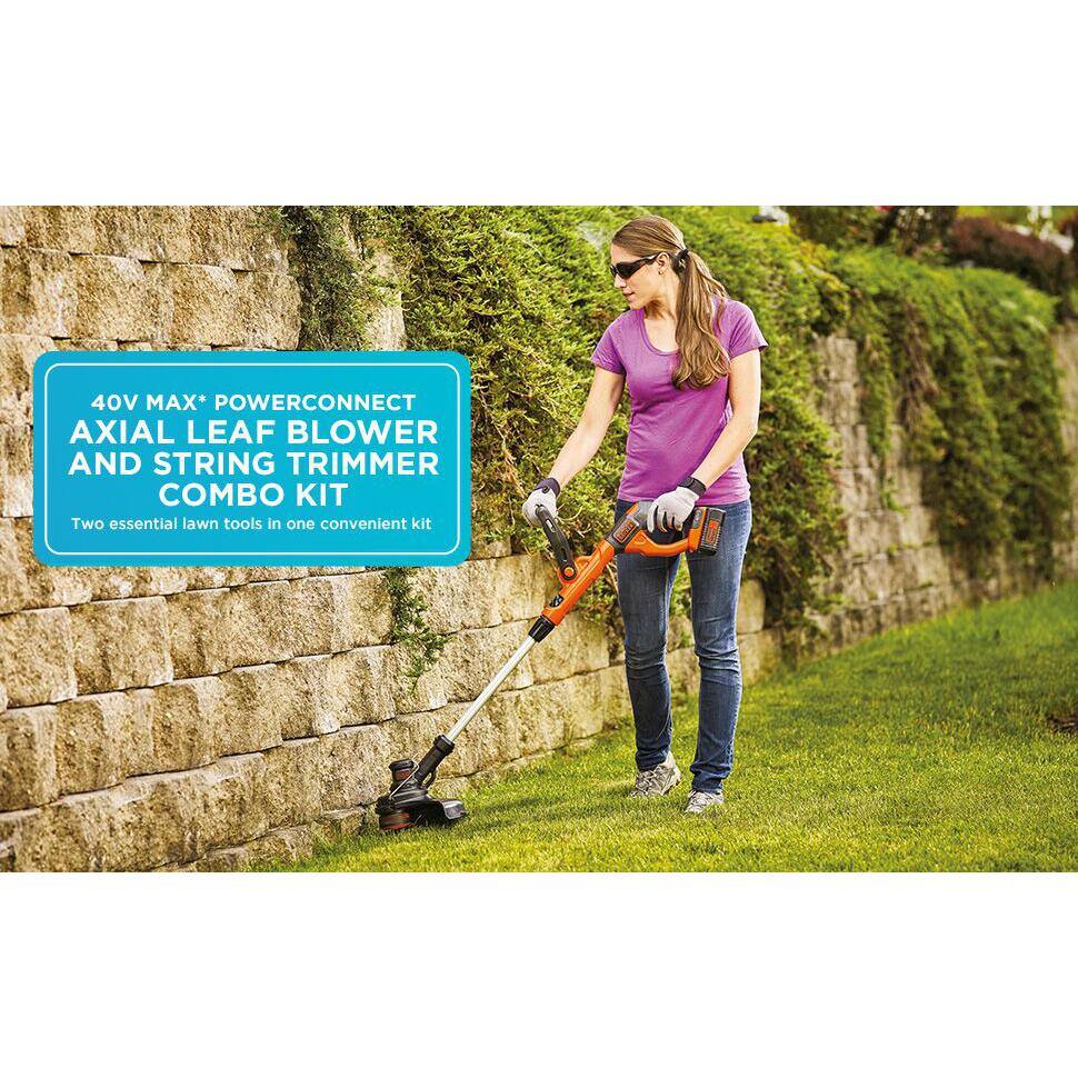 BLACK+DECKER LCC140 40V MAX Brushless Cordless Battery Powered String Trimmer (1) 2Ah Battery & Charger & Leaf Blower (Tool Only)