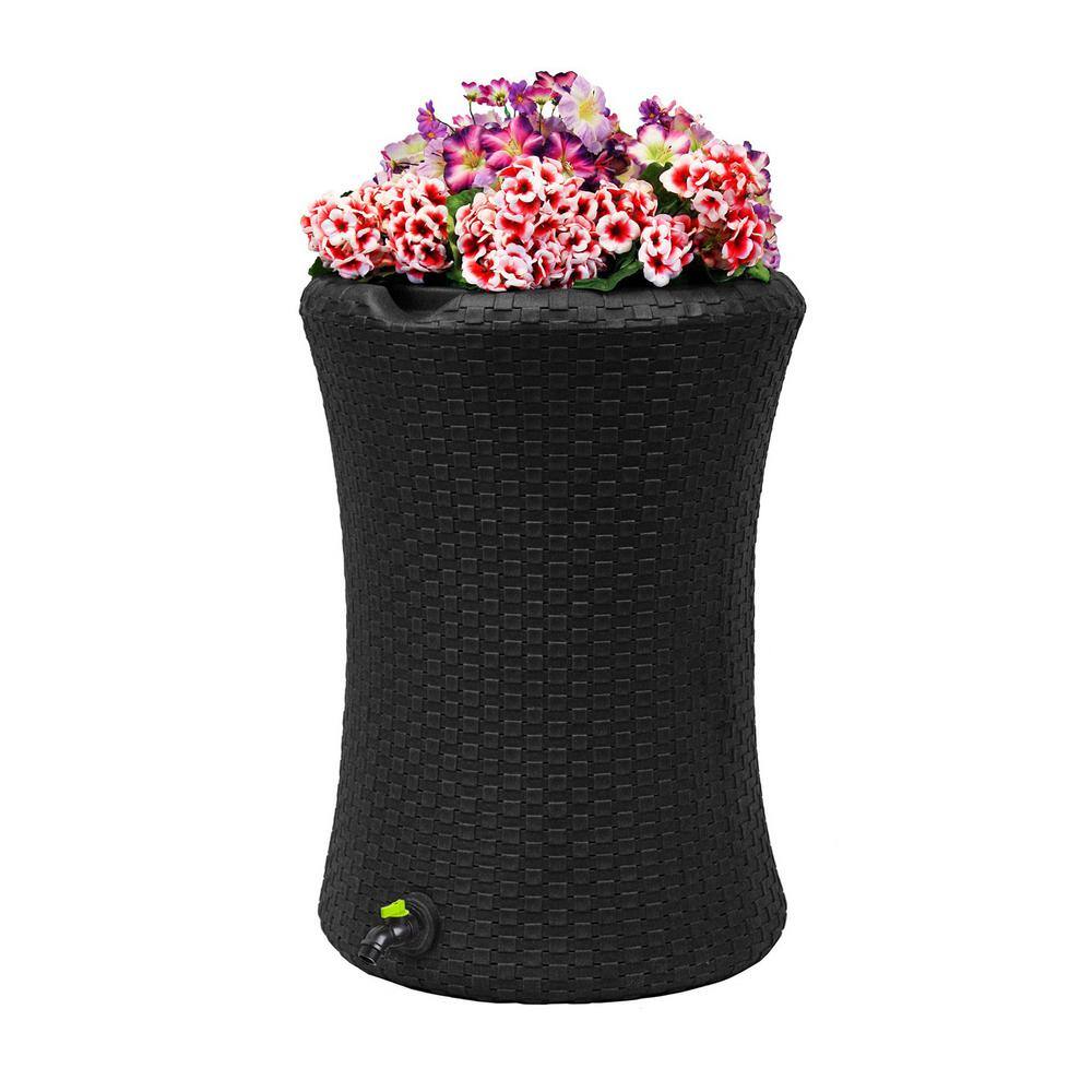 Good Ideas GI-REC-N50-BLK Impressions Eco Nantucket 50 Gal. Rain Saver - 100% Recycled Material