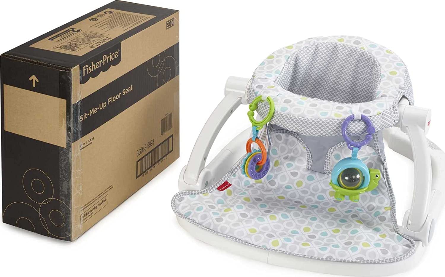 Fisher-Price Portable Baby Chair Sit-Me-Up Floor Seat With Developmental Toys & Machine Washable Seat Pad. Honeydew Drop