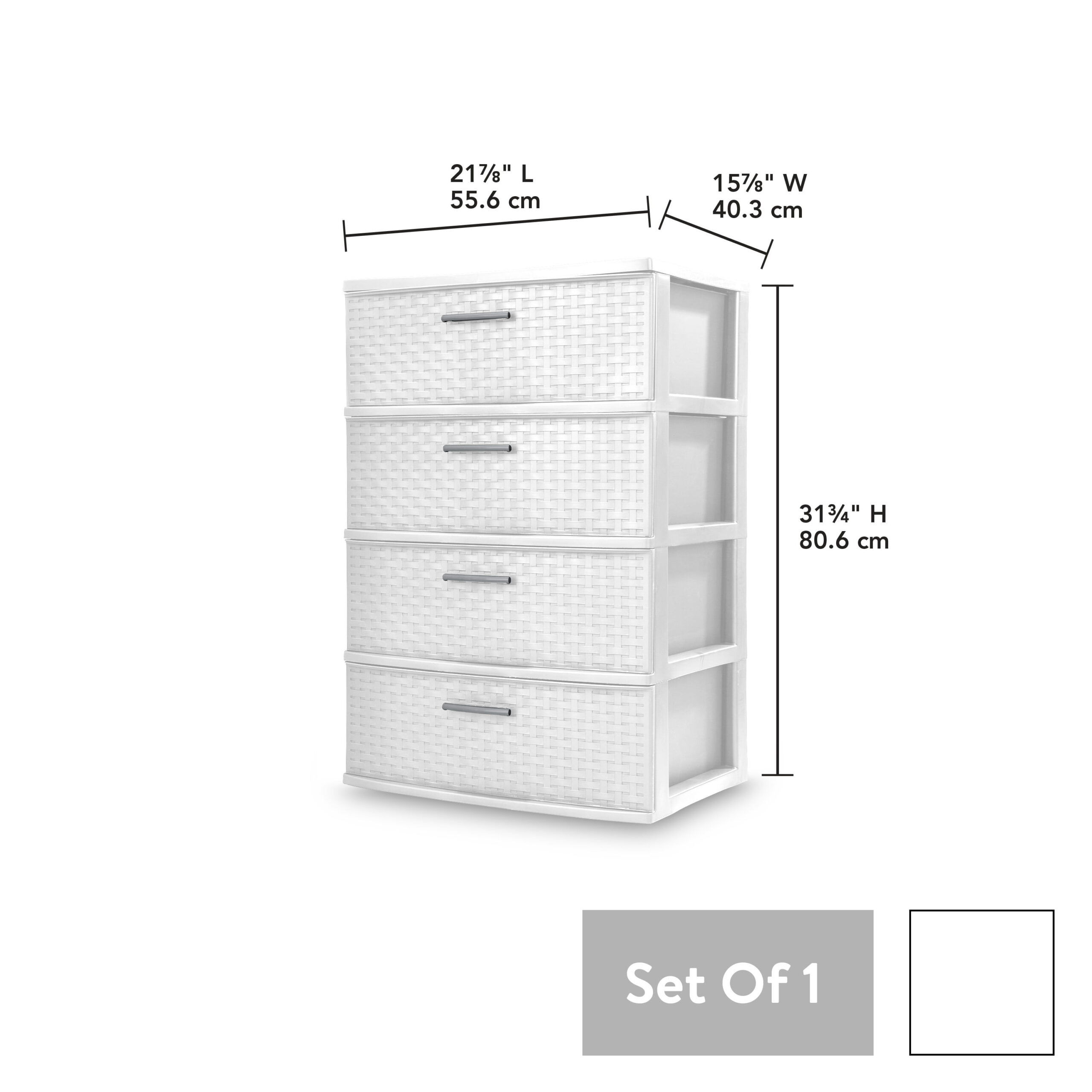 Sterilite 4 Drawer Wide Weave Tower White