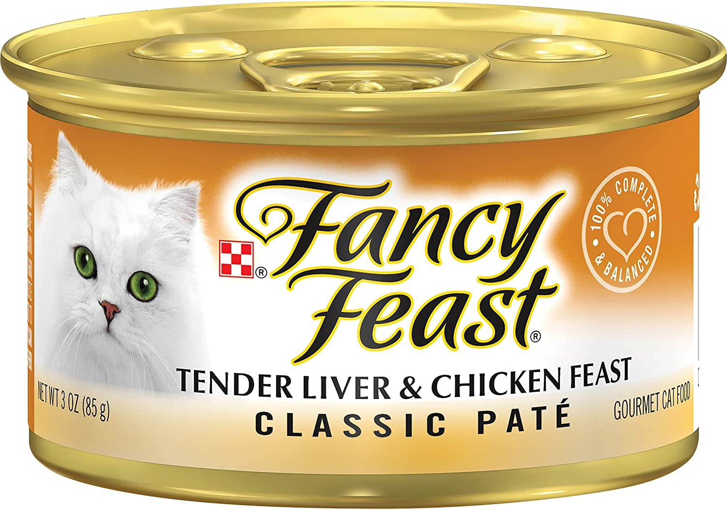 Purina Fancy Feast Grain Free Pate Wet Cat Food. Tender Liver and Chicken Feast - (24) 3 oz. Cans