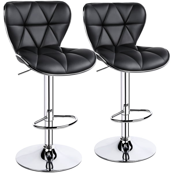Alden Design Adjustable Midback Faux Leather Bar Stool. Set of 2. Black
