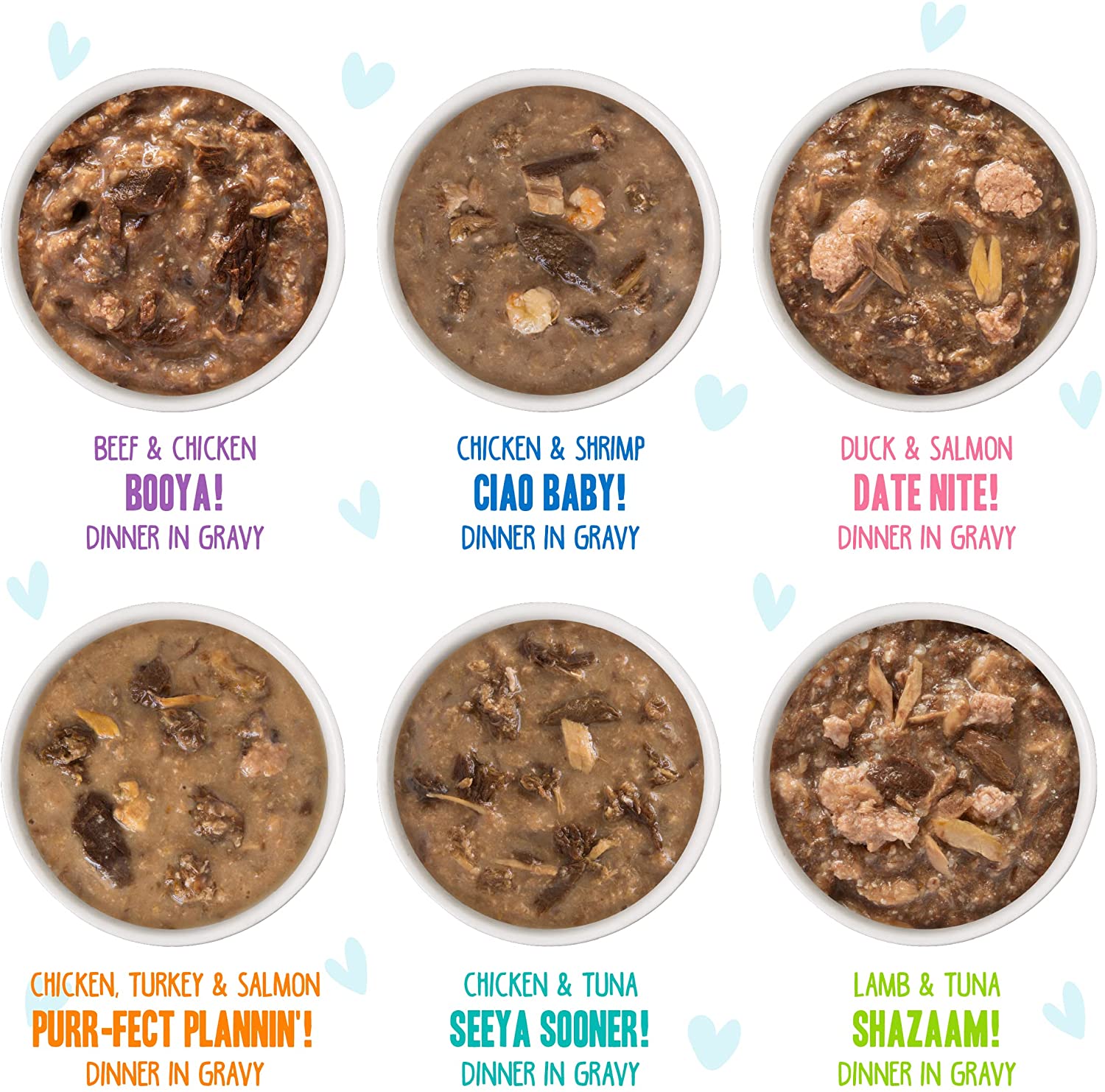 Weruva Wet Cat Food B.F.F. Omg - Best Feline Friend Oh My Gravy!. Variety Pack. Potluck O- Pouches. 2.8Oz Pouches (Pack Of 12)