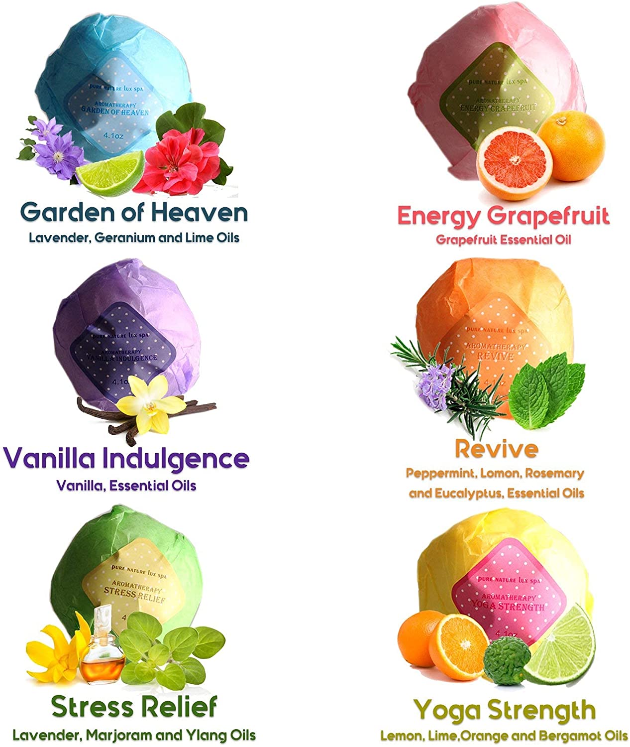 LuxSpa Bath Bombs Gift Set - The Best Ultra Bubble Fizzies with Natural