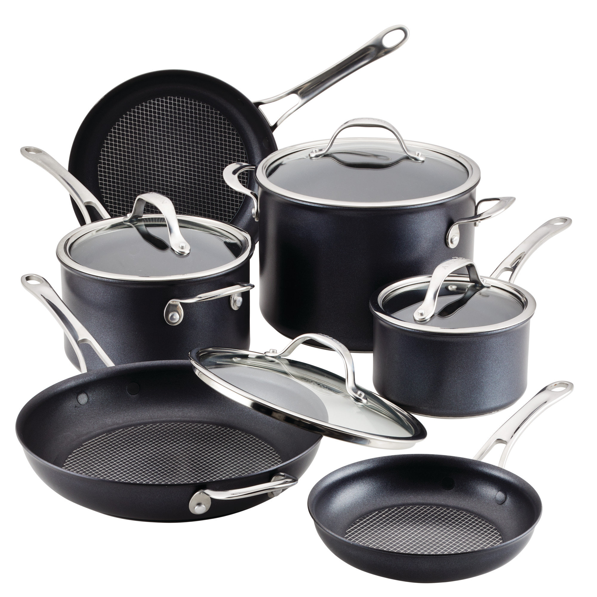 Anolon X Hybrid Cookware Nonstick Aluminum Nonstick Cookware Set. 10-Piece