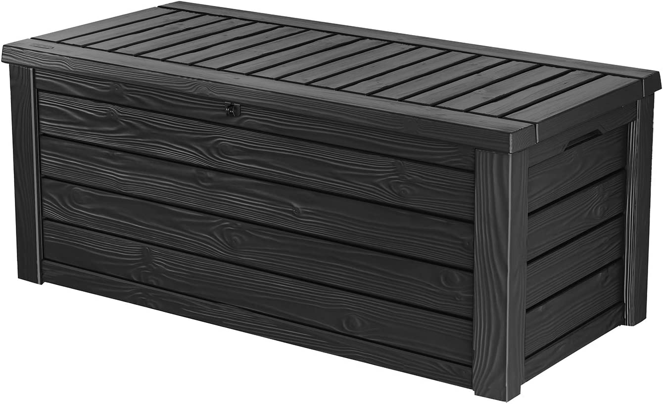 Keter Westwood 150 Gallon All Weather Outdoor Patio Storage Deck Box and Bench