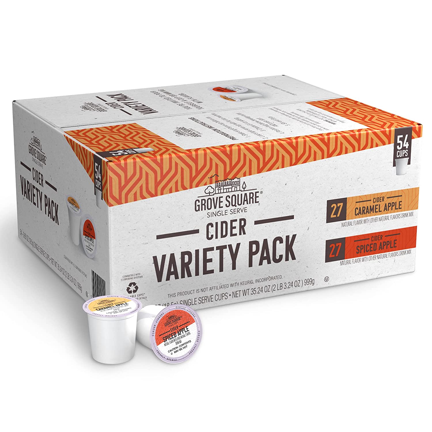 Grove Square Cider Pods. Variety Pack. Single Serve (Pack of 54)