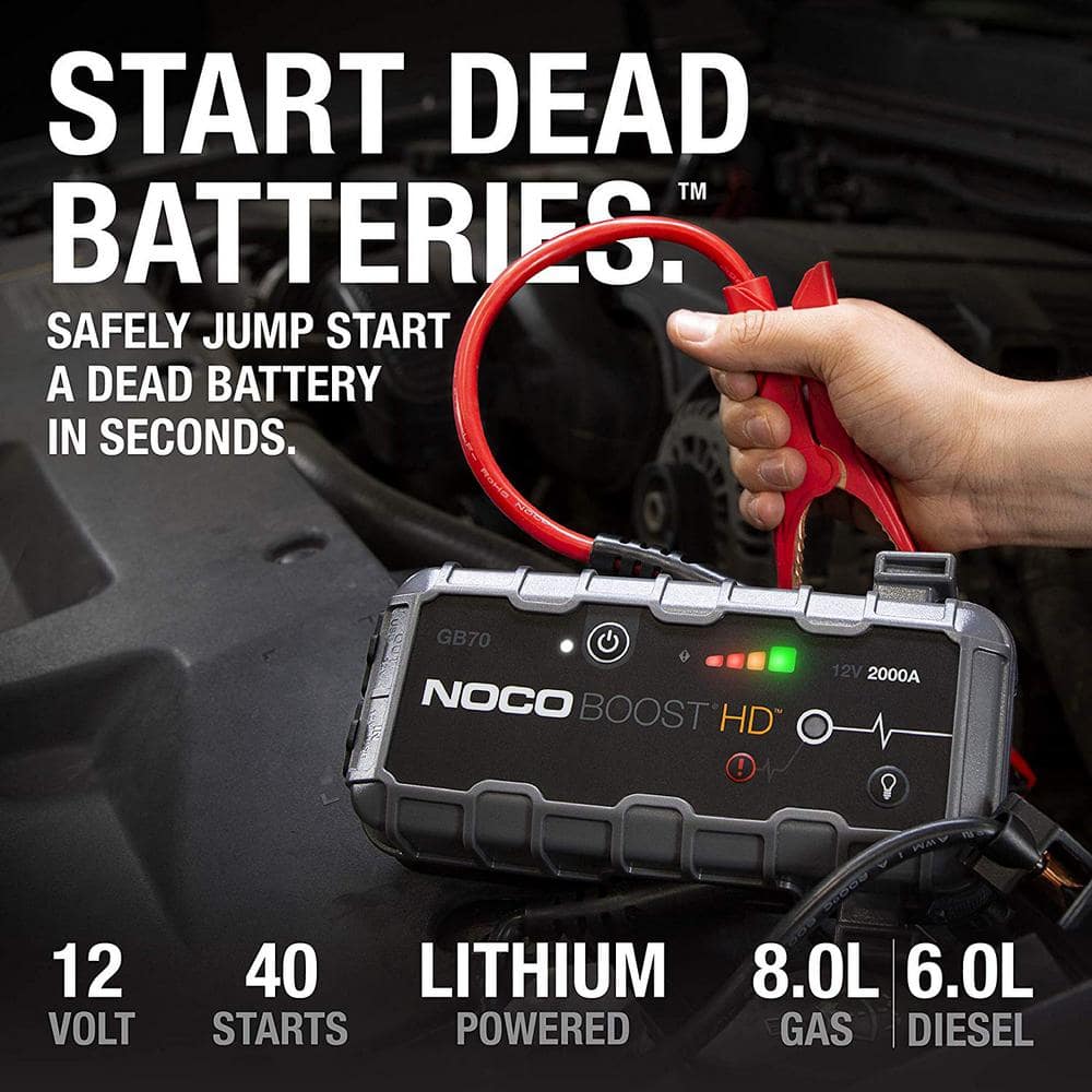 NOCO GB70 GB70 2000 Amp 12-Volt UltraSafe Lithium Jump Starter For Up To 8-Liter Gasoline And 6-Liter Diesel Engines