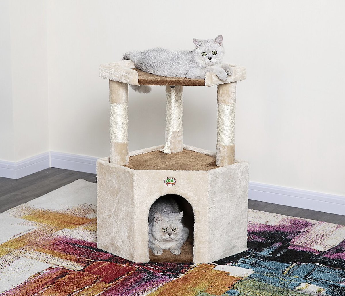 Go Pet Club 32-in Large Perch Cat Tree Condo. Beige/Brown