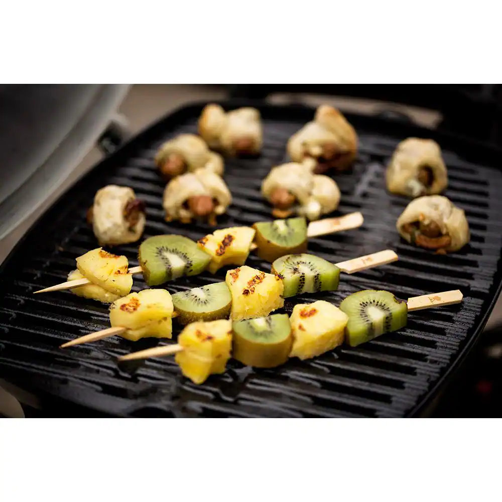 Weber 51060001 Q 1200 1-Burner Portable Tabletop Propane Gas Grill in Titanium with Built-In Thermometer