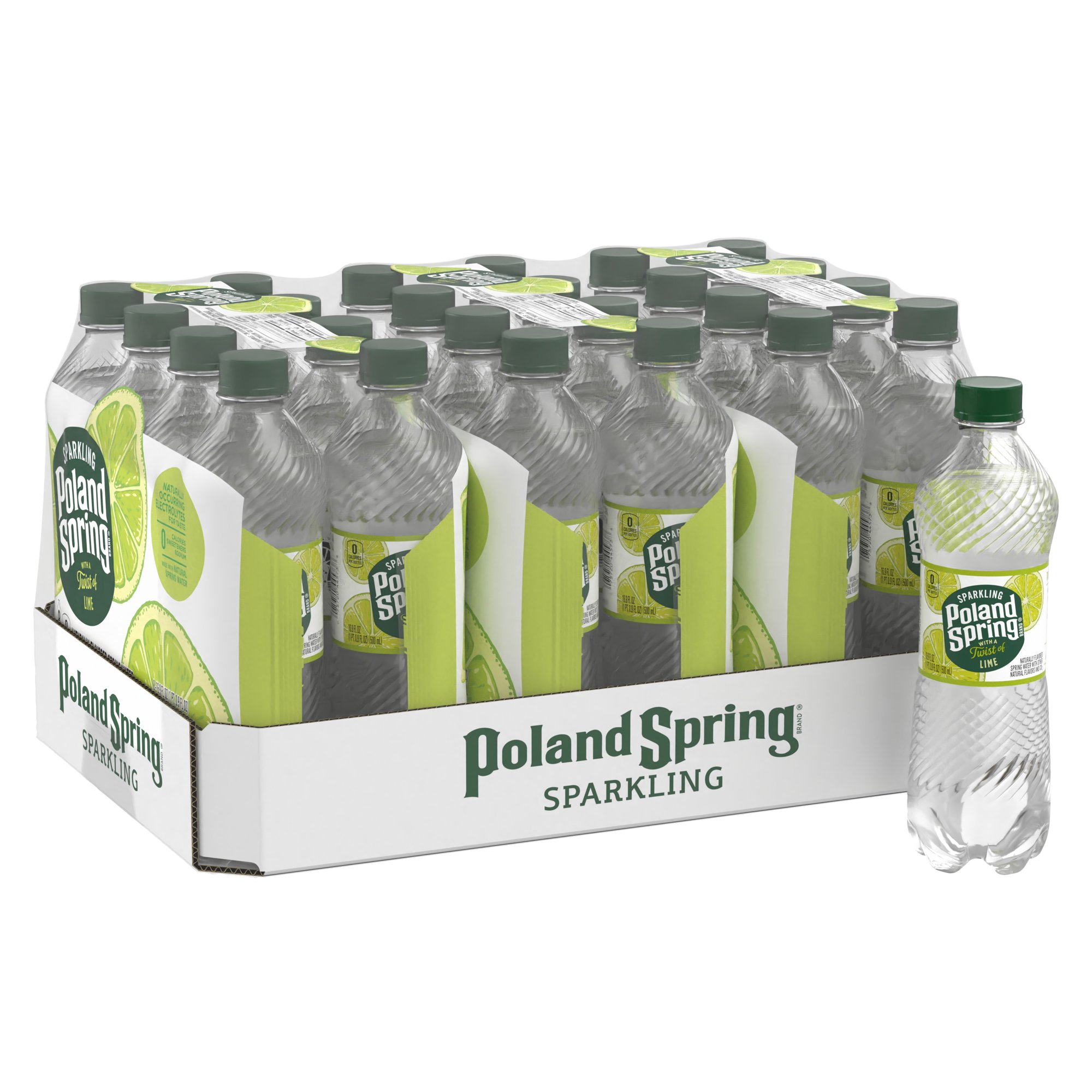 Poland Spring Sparkling Water. Zesty Lime. 16.9 oz. Bottles (24 Count)