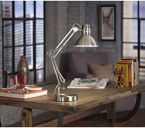 allen + roth  Embleton 26-in Adjustable Brushed Nickel Desk Lamp with Metal Shade