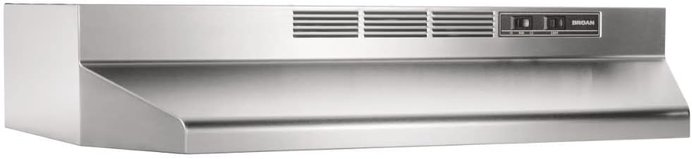 Broan-NuTone BUEZ130SS Non-Ducted Ductless Range Hood with Lights Exhaust Fan for Under Cabinet. 30-Inch. Stainless Steel