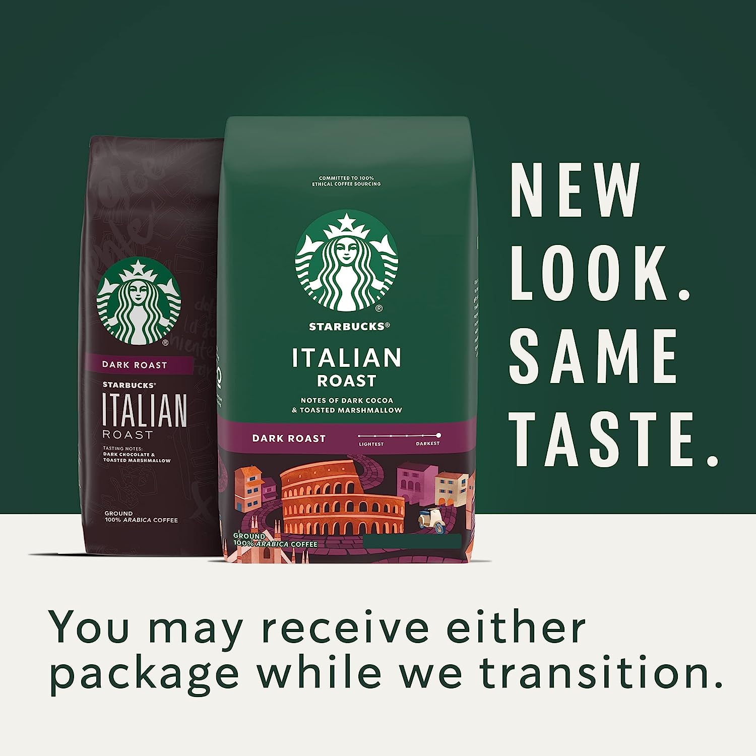 Starbucks Dark Roast Ground Coffee. Italian Roast. 100% Arabica. 6 bags (12 oz.)