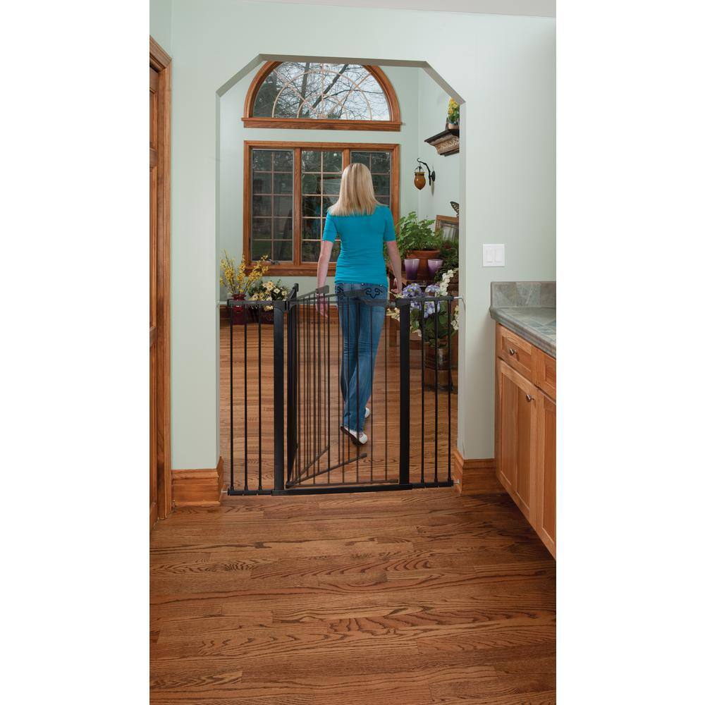 Kidco G1201 Extra Tall and Wide Auto Close Pressure Gate - Metal Hold Open Baby Gate (Black)