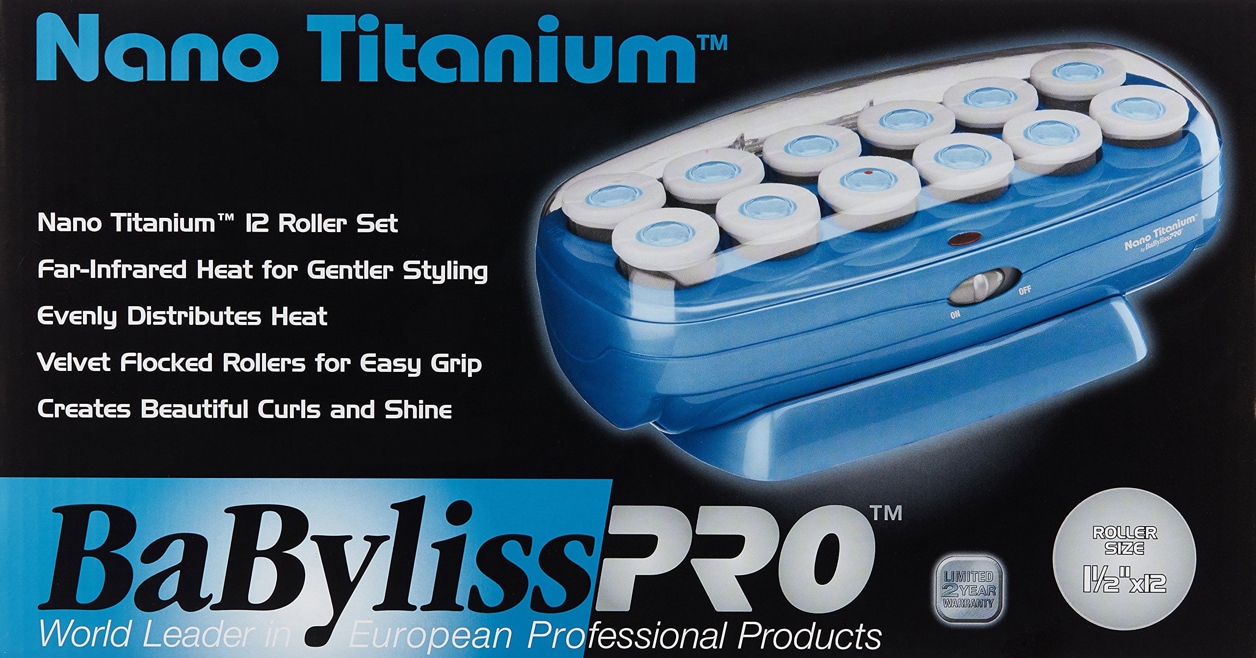 BaBylissPRO Nano Titanium Ceramic Hair Rollers. Blue. 12