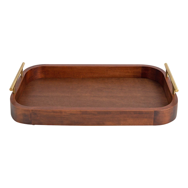 Kate and Laurel  10-in x 18-in Walnut Brown Decorative Tray. Decorative Accent with Rounded Edges