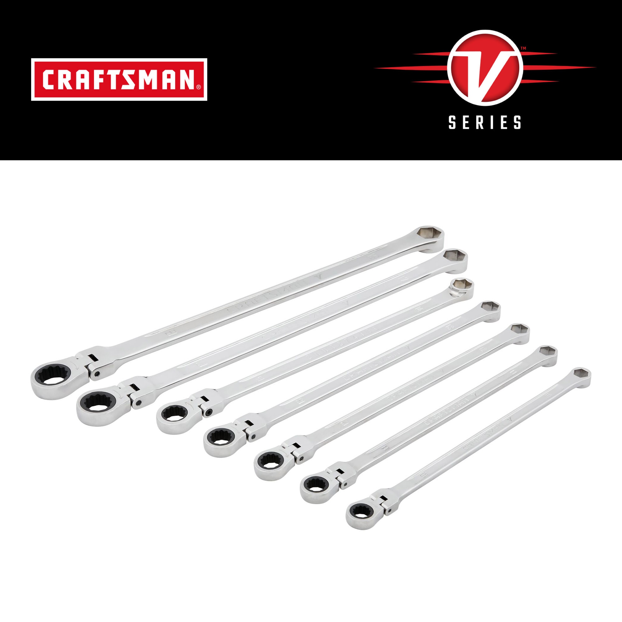 CRAFTSMAN V-Series 7-Piece Set 6-point Standard (SAE) Flexible Head Ratchet Wrench
